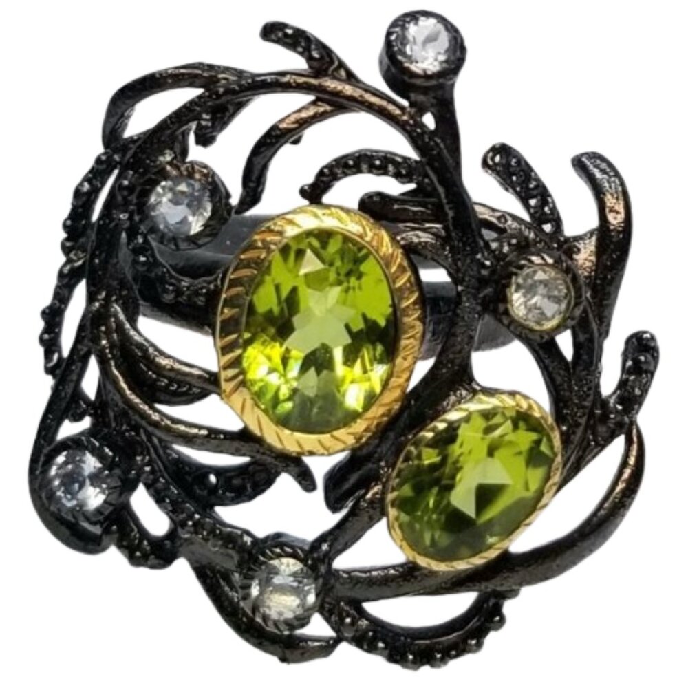 Natural peridot, topaz and sterling ring 8